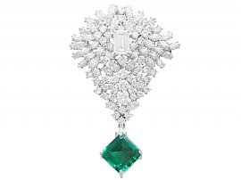 Zambian Emerald Brooch with Diamonds