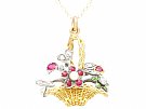 0.46ct Ruby, 0.18ct Peridot, 0.15ct Diamond and Pearl, 18ct Yellow Gold Pendant - Antique Victorian