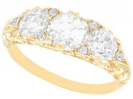 2.56ct Diamond and 18 ct Yellow Gold Trilogy Ring - Antique Circa 1890