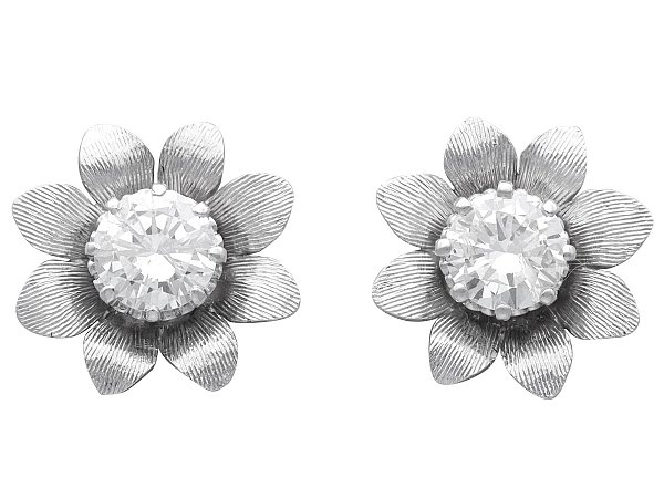 Large Diamond Flower Stud Earrings 
