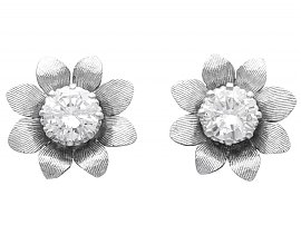  2.53ct Diamonds and 18ct White Gold Earrings - Vintage Circa 1950