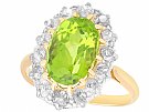 4.67ct Peridot and 0.89ct Diamond, 15ct Yellow Gold Cluster Ring - Antique Circa 1910