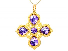 6.92ct Amethyst and 19ct Yellow Gold Cross Pendant - Antique Circa 1820