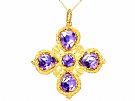 6.92ct Amethyst and 19ct Yellow Gold Cross Pendant - Antique Circa 1820
