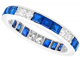 1.45ct Sapphire and 0.72ct Diamond, 18ct White Gold Full Eternity Ring - Vintage Circa 1980