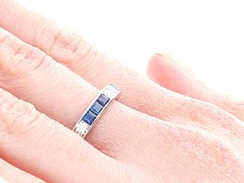 Vintage Sapphire Eternity Ring Being Worn