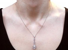 Art Deco Diamond Pendant Platinum Wearing