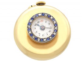 0.15ct Sapphire and Diamond, 18ct Yellow Gold Lapel Watch - Antique Swiss Circa 1900
