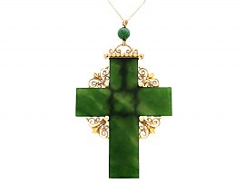 Victorian Gold Cross Pendant with Nephrite 