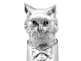 Antique Silver Cat Inkwell