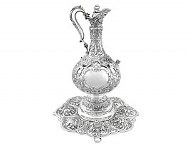 Sterling Silver Armada Jug and Stand - Antique Victorian