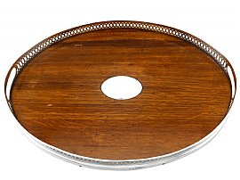 Sterling Silver and Oak Wood Galleried Tray - Antique Victorian (1879); C6529