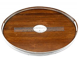 Antique Wood and Silver Tray with Handles