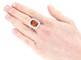 Antique Citrine and Diamond Ring on hand