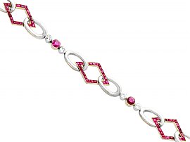 Edwardian Ruby and Diamond Bracelet  close up