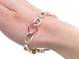Edwardian Ruby and Diamond Bracelet  on wrist