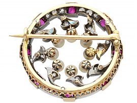 Victorian Ruby and Pearl Brooch Back 
