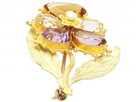 Gemstone and Gold Pansy Brooch 1820s 