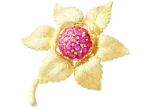 Burmese Ruby and Gold Brooch 