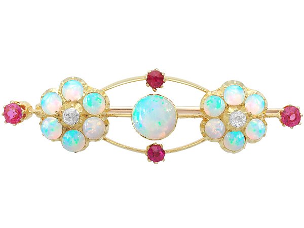 Victorian Opal Brooch with Rubies 