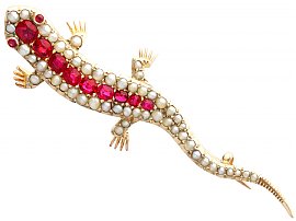 Antique Lizard Brooch with Gemstones