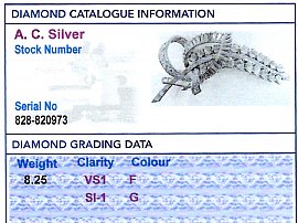1950s Multi Diamond Brooch Grading Data