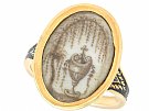 Black Enamel and 18 ct Yellow Gold Sepia Mourning Ring - Antique Circa 1780