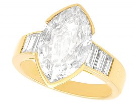 3.93ct Diamond and 18ct Yellow Gold Solitaire Ring - Vintage Circa 1980
