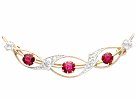 1.01ct Ruby and 0.66ct Diamond, 12ct Yellow Gold Brooch - Antique Victorian