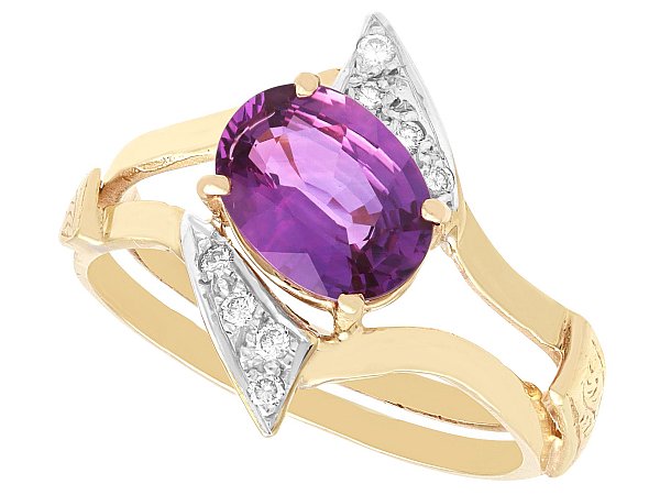 Pink Sapphire and Diamond Ring in Gold
