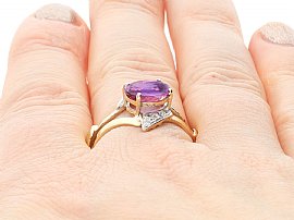 Vintage Pink Sapphire Ring on the Hand