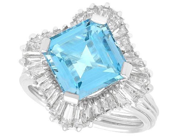 Vintage Aquamarine and Diamond Ring