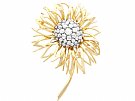 2.89ct Diamond and 18ct Yellow Gold Flower Brooch - Vintage French Circa 1950