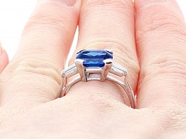Ceylon Sapphire Ring Being Worn