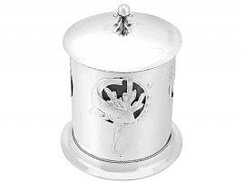 Sterling Silver and Glass Biscuit Box - Arts and Crafts - Antique (1907); C6661