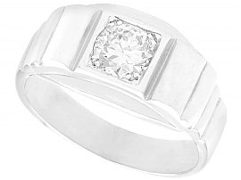 0.72ct Diamond and 18ct White Gold Dress Ring - Vintage French Circa 1940