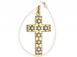 Antique Cross Pendant Necklace with Pearls