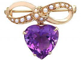 Antique Amethyst Lapel Brooch with Pearls
