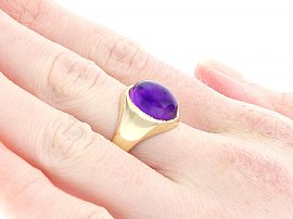 Antique Amethyst Gold Ring on Hand
