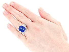 Ceylon Sapphire and Diamond Ring Wearing Image