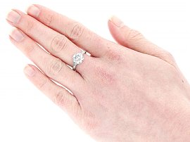 Diamond Solitaire Engagement Ring Wearing Image