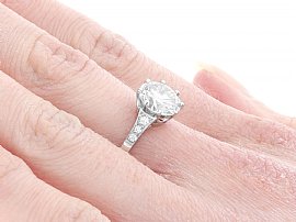 Old European Round Cut Solitaire Diamond Ring on the Hand