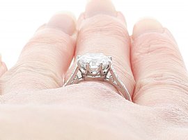 Old European Round Cut Solitaire Diamond Ring Being Worn