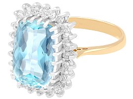 Aquamarine and Diamond Cluster Ring 