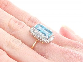Aquamarine Ring in Yellow Gold on the Hand