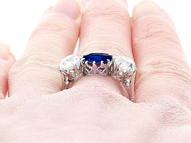Sapphire and Diamond Engagement Ring on the Hand