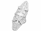 5.88ct Diamond and 18ct White Gold Dress Ring - Art Deco - Antique French Circa 1930
