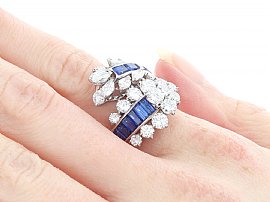 Vintage Sapphire and Diamond Dress Ring Wearing Image
