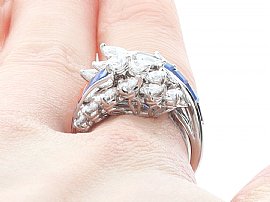Sapphire and Diamond Cocktail Ring on the Hand