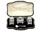 Sterling Silver and Blue Glass Three Piece Condiment Set - Antique Edwardian (1901)